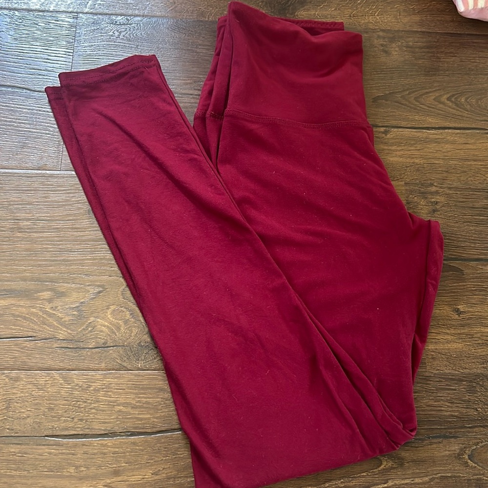 burgundy full length leggings